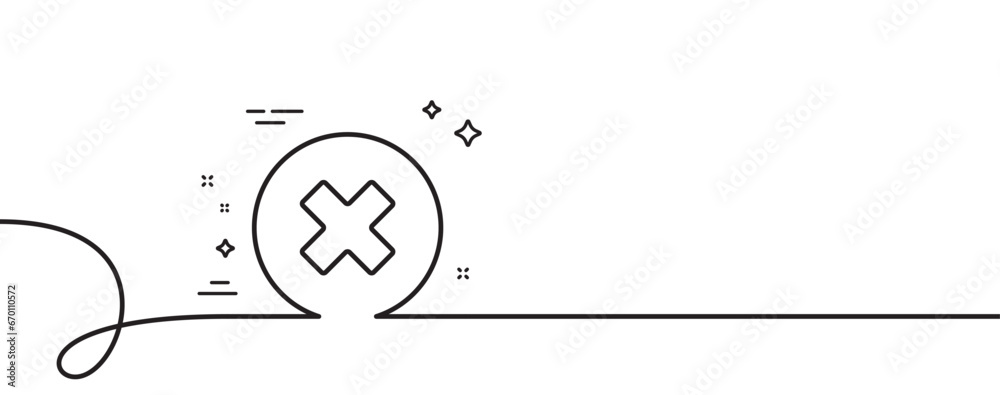 Poster delete line icon. continuous one line with curl. remove sign. cancel or close symbol. close button s