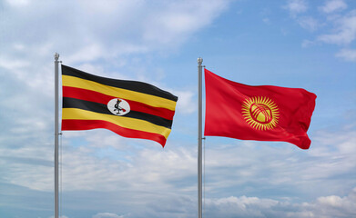 Kyrgyzstan and Uganda flags, country relationship concept