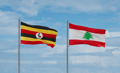 Lebanon and Uganda flags, country relationship concept