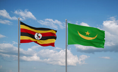 Mauritania and Uganda flags, country relationship concept