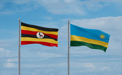 Rwanda and Uganda flags, country relationship concept