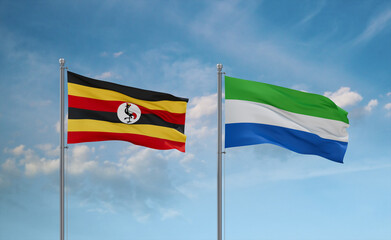 Sierra Leone and Uganda flags, country relationship concept
