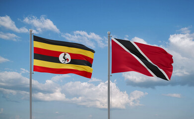 Trinidad and Tobago and Uganda flags, country relationship concept