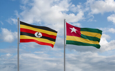 Togo and Uganda flags, country relationship concept