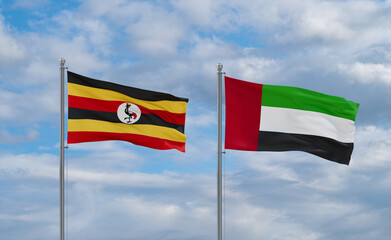 UAE and Uganda flags, country relationship concept