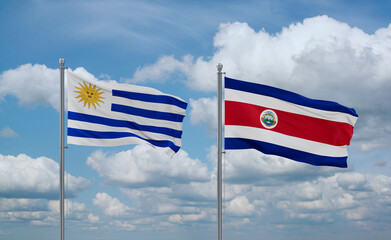 Costa Rico and Uruguay flags, country relationship concept