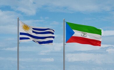 Equatorial Guinea and Uruguay flags, country relationship concept