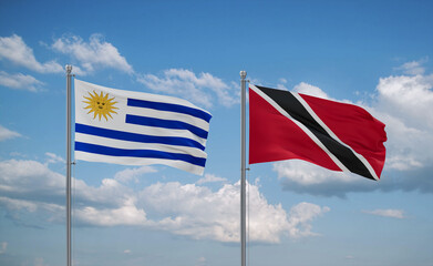 Trinidad and Tobago and Uruguay flags, country relationship concept