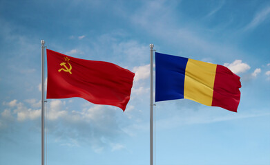 Chad and USSR flags, country relationship concept