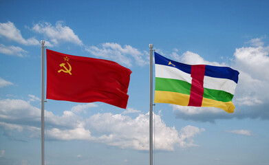 Central African Republic and USSR flags, country relationship concept