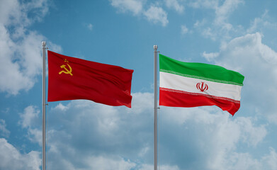 Iran and USSR flags, country relationship concept