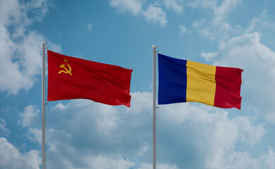 Romania and USSR flags, country relationship concept