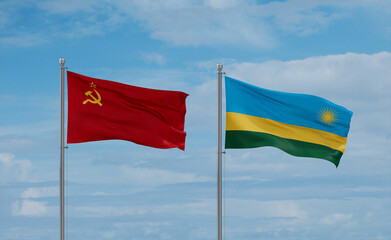 Rwanda and USSR flags, country relationship concept