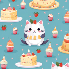 pattern with cakes
