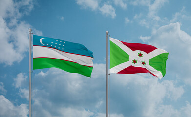 Burundi and Uzbekistan flags, country relationship concept