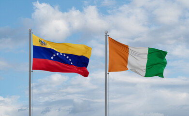 Ivory Coast and Venezuela flags, country relationship concept
