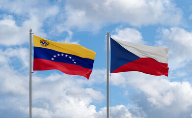 Czech Republic and Venezuela flags, country relationship concept