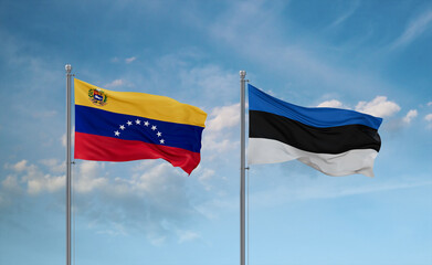 Estonia and Venezuela flags, country relationship concept