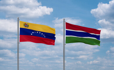 Gambia and Venezuela flags, country relationship concept