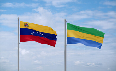 Gabon and Venezuela flags, country relationship concept