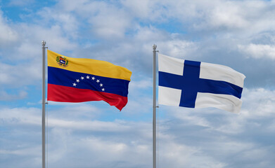 Finland and Venezuela flags, country relationship concept