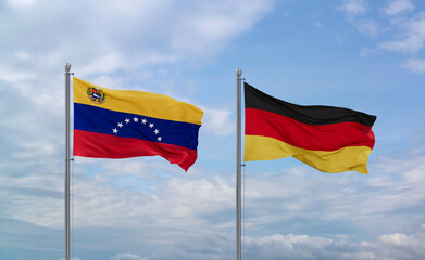 Germany and Venezuela flags, country relationship concept