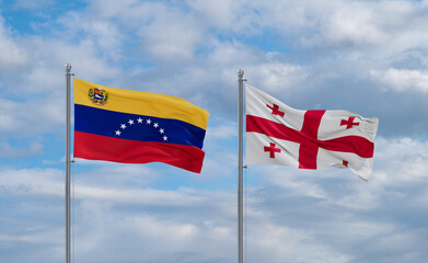 Georgia and Venezuela flags, country relationship concept