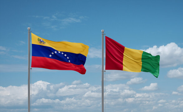 Guinea and Venezuela flags, country relationship concept
