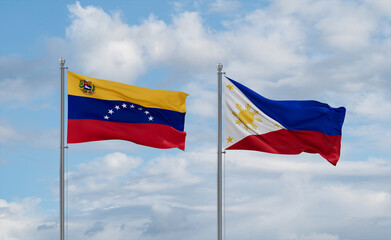 Philippines and Venezuela flags, country relationship concept