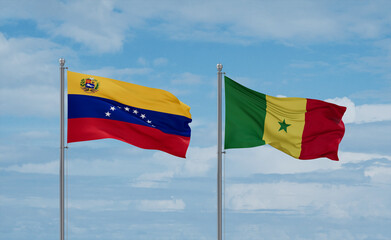 Senegal and Venezuela flags, country relationship concept