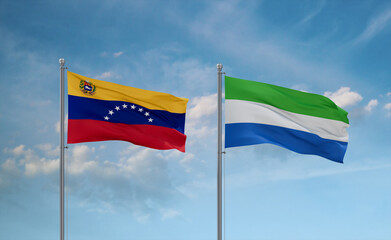 Sierra Leone and Venezuela flags, country relationship concept