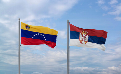 Serbia and Venezuela flags, country relationship concept