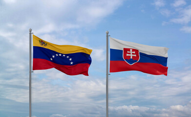 Slovakia and Venezuela flags, country relationship concept