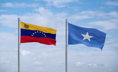 Somalia and Venezuela flags, country relationship concept
