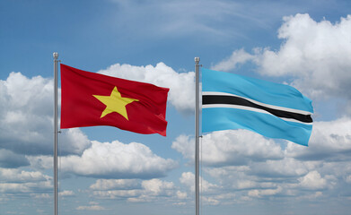 Botswana and Vietnam flags, country relationship concept