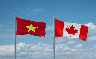 Canada and Vietnam flags, country relationship concept