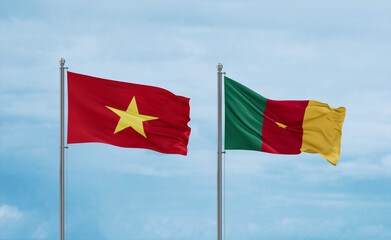 Cameroon and Vietnam flags, country relationship concept