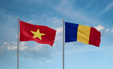 Chad and Vietnam flags, country relationship concept