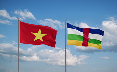 Central African Republic and Vietnam flags, country relationship concept
