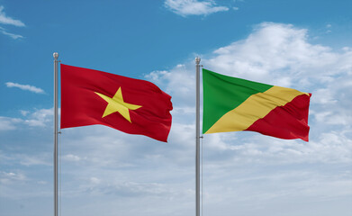 Congo and Vietnam flags, country relationship concept