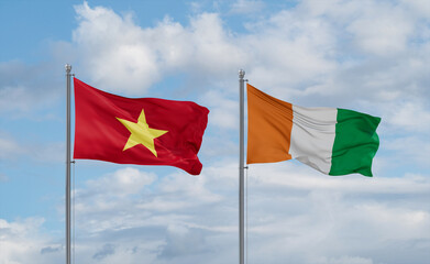 Ivory Coast and Vietnam flags, country relationship concept