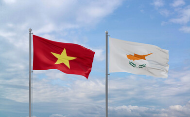 Cyprus and Vietnam flags, country relationship concept