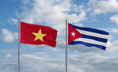 Cuba and Vietnam flags, country relationship concept