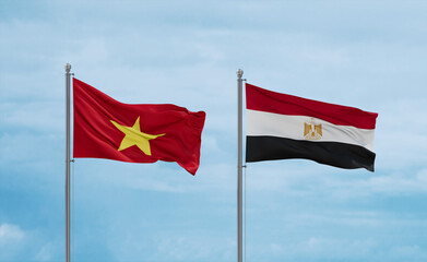 Egypt and Vietnam flags, country relationship concept