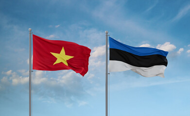Estonia and Vietnam flags, country relationship concept