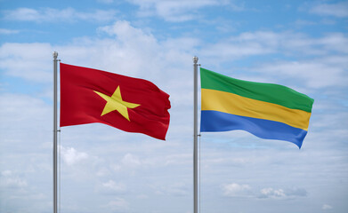 Gabon and Vietnam flags, country relationship concept