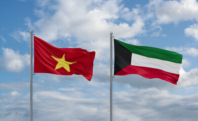 Kuwait and Vietnam flags, country relationship concept