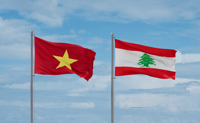 Lebanon and Vietnam flags, country relationship concept
