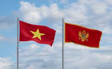 Montenegro and Vietnam flags, country relationship concept