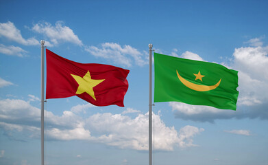 Mauritania and Vietnam flags, country relationship concept